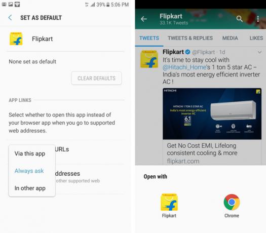 android flipkart lietotnes saites noklusējums