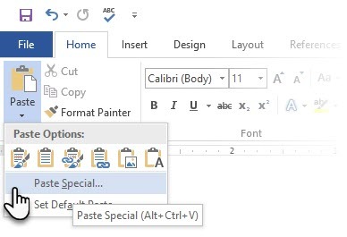 Īpašs peles labo pogu noklikšķiniet uz Microsoft Word