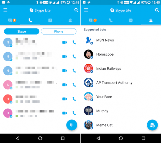 android Lite lietotnes skype