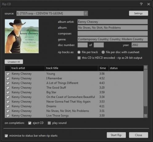 MusicBee: jūsu jaudīgais, tomēr vienkāršais, all-in-one mūzikas pārvaldnieks [Windows] MusicBee Rip CD