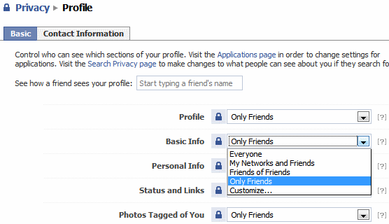 facebook privātuma profils