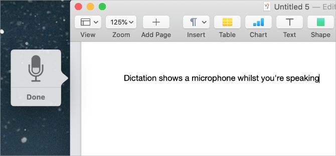 Diktēšanas mikrofona ikona operētājsistēmā Mac