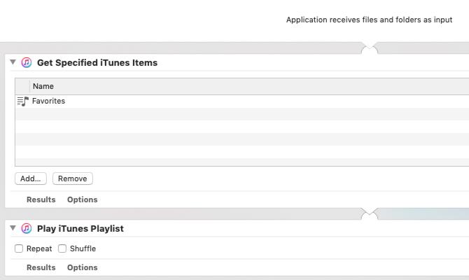 Lietotne Automator, lai spēlētu noteiktu atskaņošanas sarakstu operētājsistēmā Mac