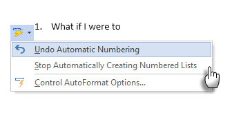 Izslēdziet automātisko numerāciju