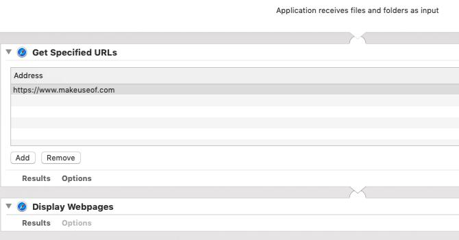 Automator lietotne tīmekļa lapu palaišanai Mac datorā