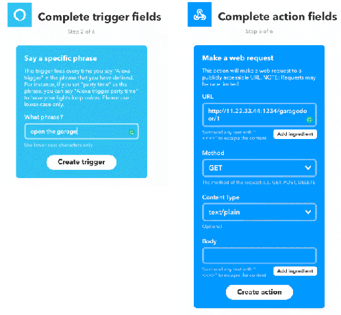 IFTTT Alexa un webhook sīklietotne