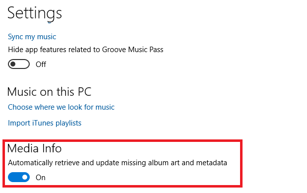 groove music izslēdziet metadatus