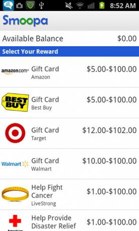 Saņemiet samaksu par veikalu pirkšanu, izmantojot Smoopa [Android 1.6+ un iOS] smoopa balvas
