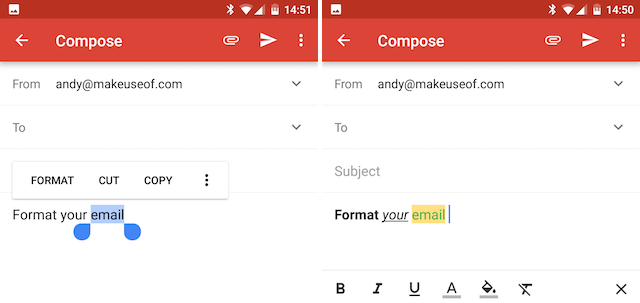 Android Gmail formatējiet ziņojumus