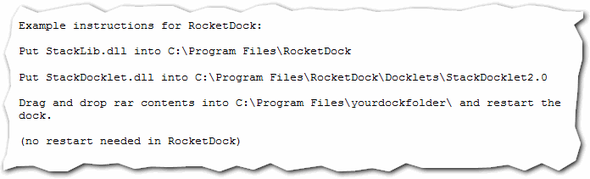 RocketDock + Stacks Docklet: ne tikai doks, bet arī pilnīgs darbvirsmas organizācijas risinājums [Windows] Stacks Docklet V 2 rokasgrāmatas instalēšanas instrukcijas