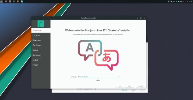 manjaro linux distro startēšana