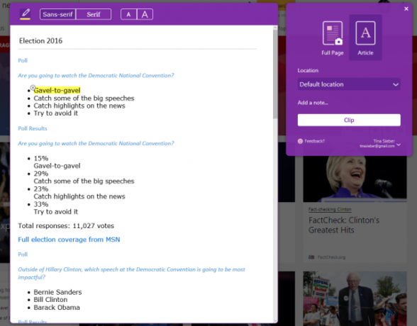 OneNote Web Clipper on Edge