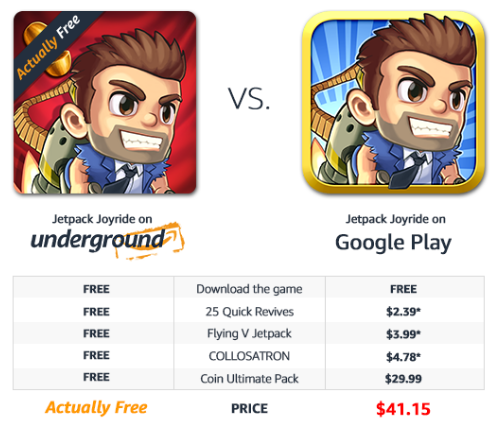 Google Play vs. Amazon Appstore: Kura ir labāka? jetpack joyride amazon