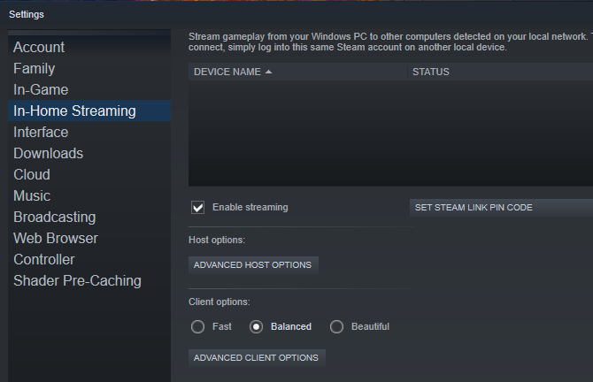 Iespējojiet straumēšanu mājās Steam