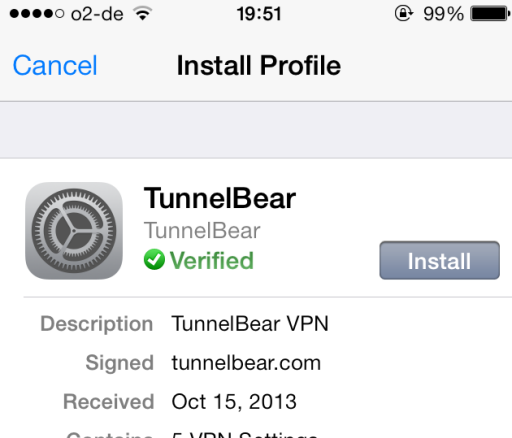 Iestatiet VPN savā iPhone minūtēs, izmantojot Tunnelbear tunnelbear5