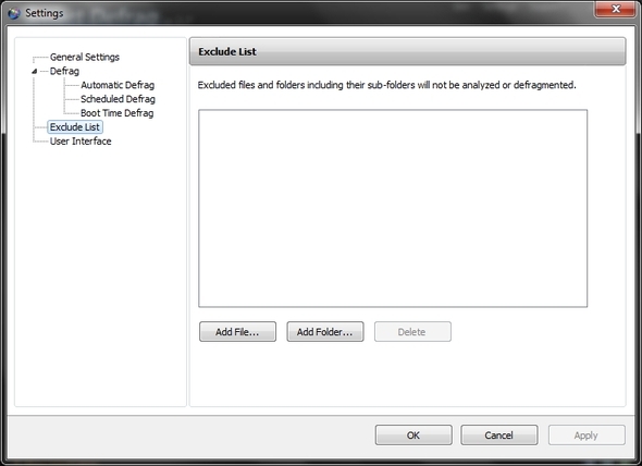 IObit Smart Defrag: lielisks cietā diska defragmentēšanas un optimizācijas rīks [Windows] iestatījumi izslēdz sarakstu