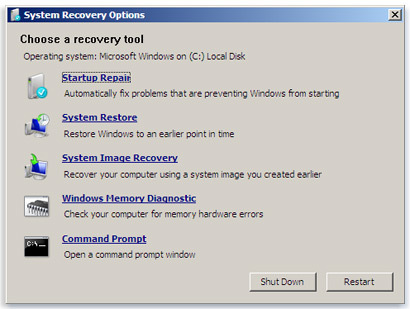 sistēma atjaunot Windows XP