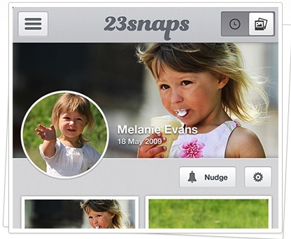 23snaps: privāts sociālais tīkls, lai kopīgotu savu bērnu attēlus un videoklipus ar tuviem draugiem Evans