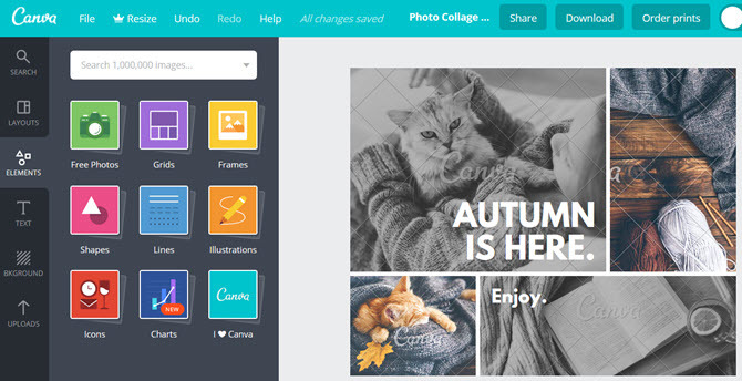 Canva foto kolāžu elementi