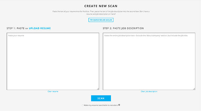 Jobscan Scan atsākt bezmaksas kontu