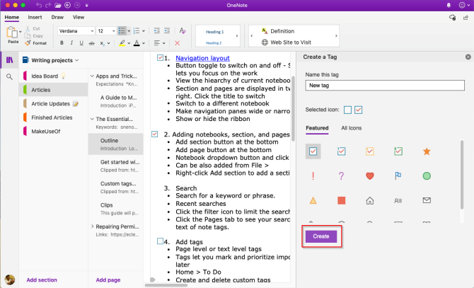 izveidot pielāgotu tagu programmā OneNote