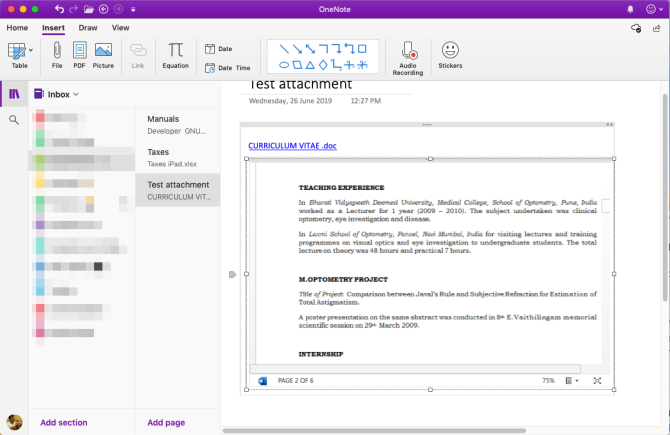 pievienojiet Word failu programmā OneNote