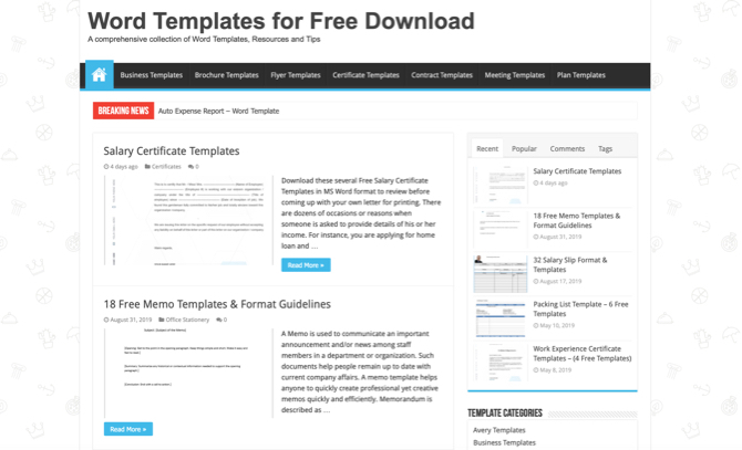 WordTemplates.org Word veidnes