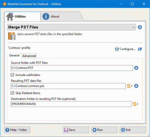 Apvienojiet vairākus Outlook PST failus.