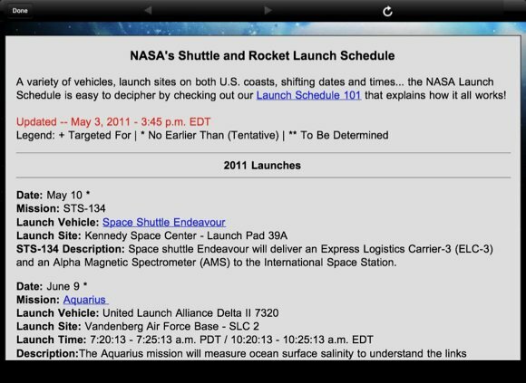 nasa lietotnes ipad