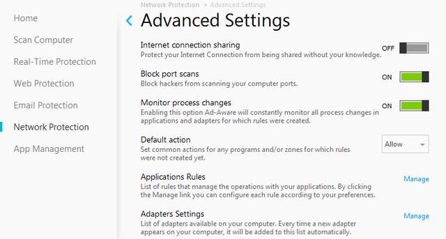 26 Ad-Aware Pro drošība - tīkla aizsardzība - papildu iestatījumi
