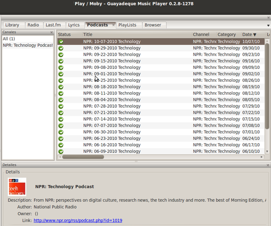 linux-podcast-tools-guayadeque-interface