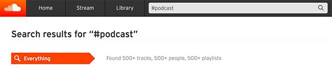 Podcast apraide vietnē SoundCloud Search Function