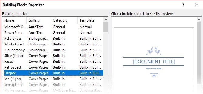 Kā izveidot profesionālus pārskatus un dokumentus Microsoft Word celtniecības blokos