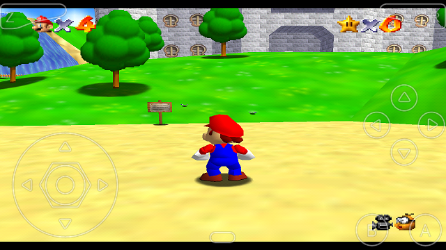 Mario 64, kā atskaņots N64oid operētājsistēmai Android