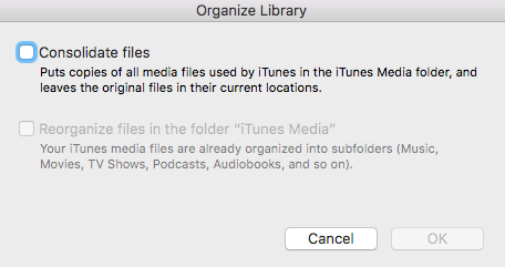 konsolidēt iTunes