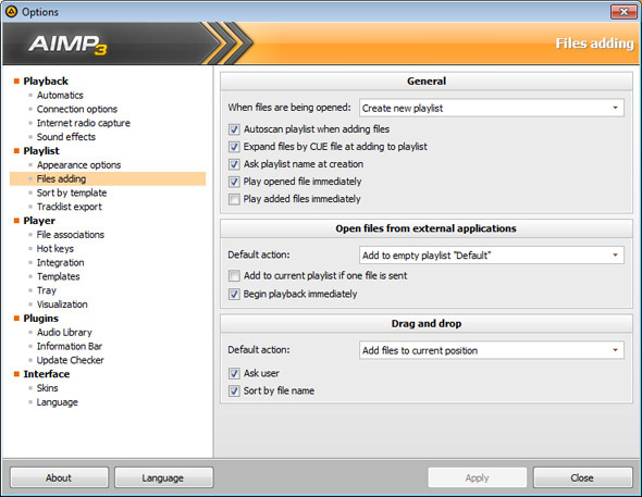 AIMP3: izcila mūzikas bibliotēka un atskaņotājs - viegls un bezmaksas! [Windows] aimp preferences