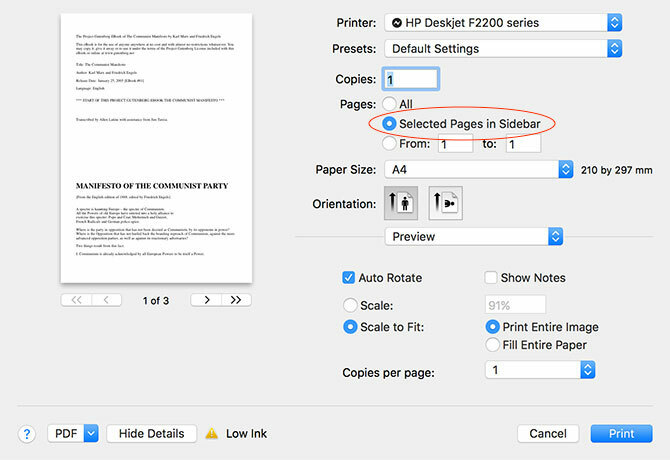 Kā izveidot, sapludināt, sadalīt un iezīmēt PDF dokumentus Mac datorā, drukāt atlasītās lapas