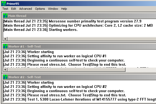 Prime95 stresa tests