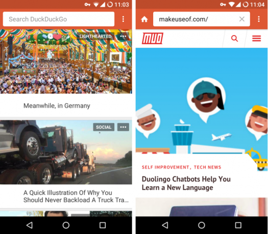 Meklēt alternatīvas Android - DuckDuckGo