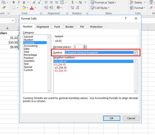 Kā izmantot dažādus valūtas simbolus īpašās šūnās programmā Excel Excel 3. valūta