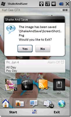 ekrānuzņēmumi uz Windows Mobile