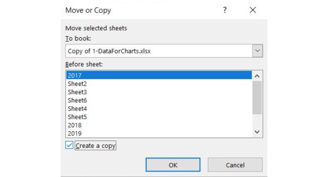 Excel izveidot cilnes kopiju
