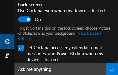 cortana bloķēšanas ekrāns