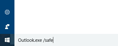 Outlook palaišana drošajā režīmā operētājsistēmā Windows 10
