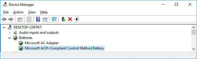 Windows 10 Device Manager akumulatora draiveri
