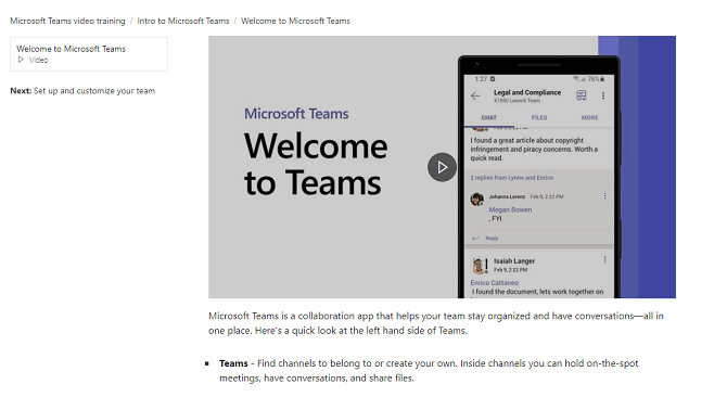 Microsoft komandu apmācības lapa