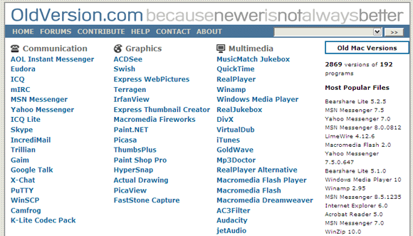 vecākas versijas programmatūra