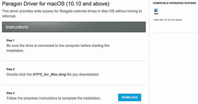 Paragon NTFS draiveris macOS no Seagate