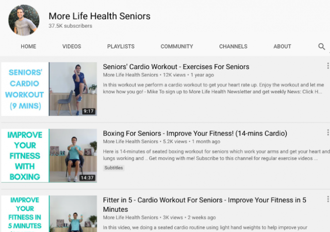 More Life Health Seniors māca senioriem, kā mājās uzturēt fizisko formu un veselību, veicot kardio vingrinājumus stāvus un sēdus 