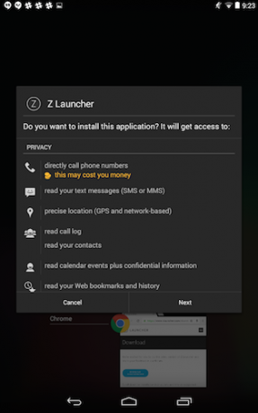 zlauncher atļaujas